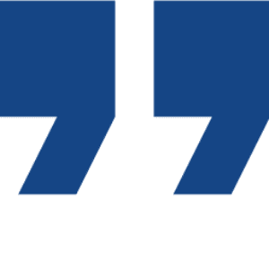 Blue quotation marks on a black background.