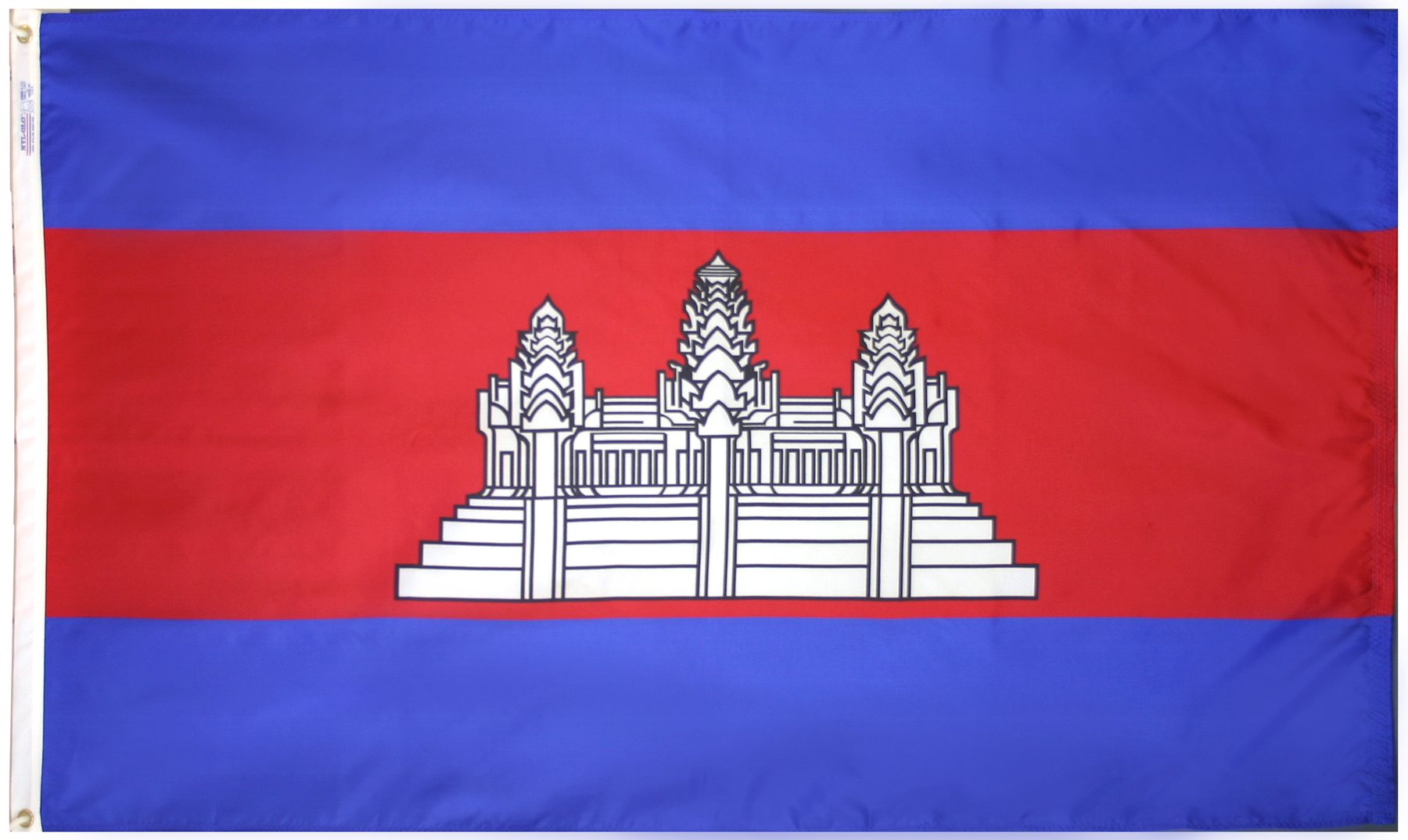 Flag of Cambodia with Angkor Wat design.