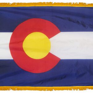 Colorado state flag with gold fringe border.