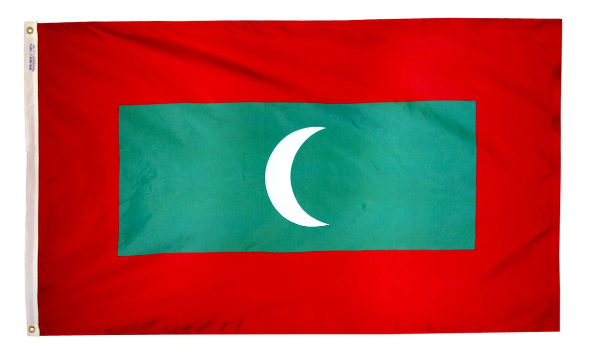 Flag of the Maldives with crescent moon.