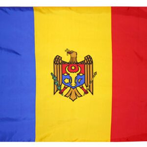 Moldova flag with coat of arms.