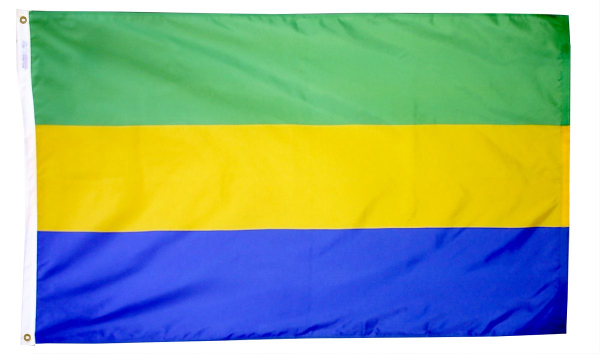 Green, yellow, and blue horizontal striped flag.