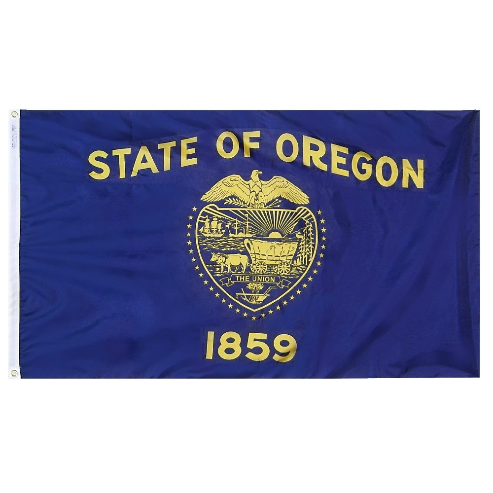 Oregon state flag with seal and 1859.
