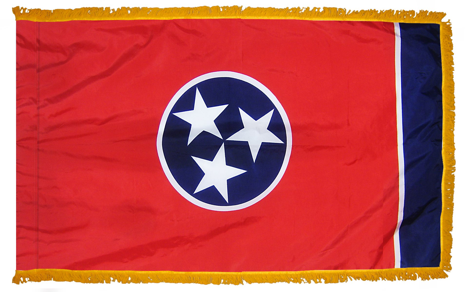 Tennessee state flag with three white stars.