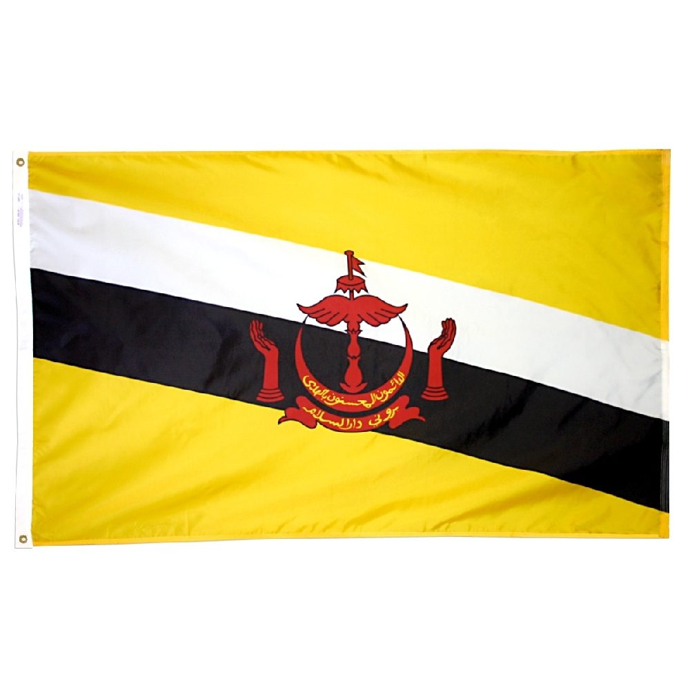 Flag of Brunei with emblem design.