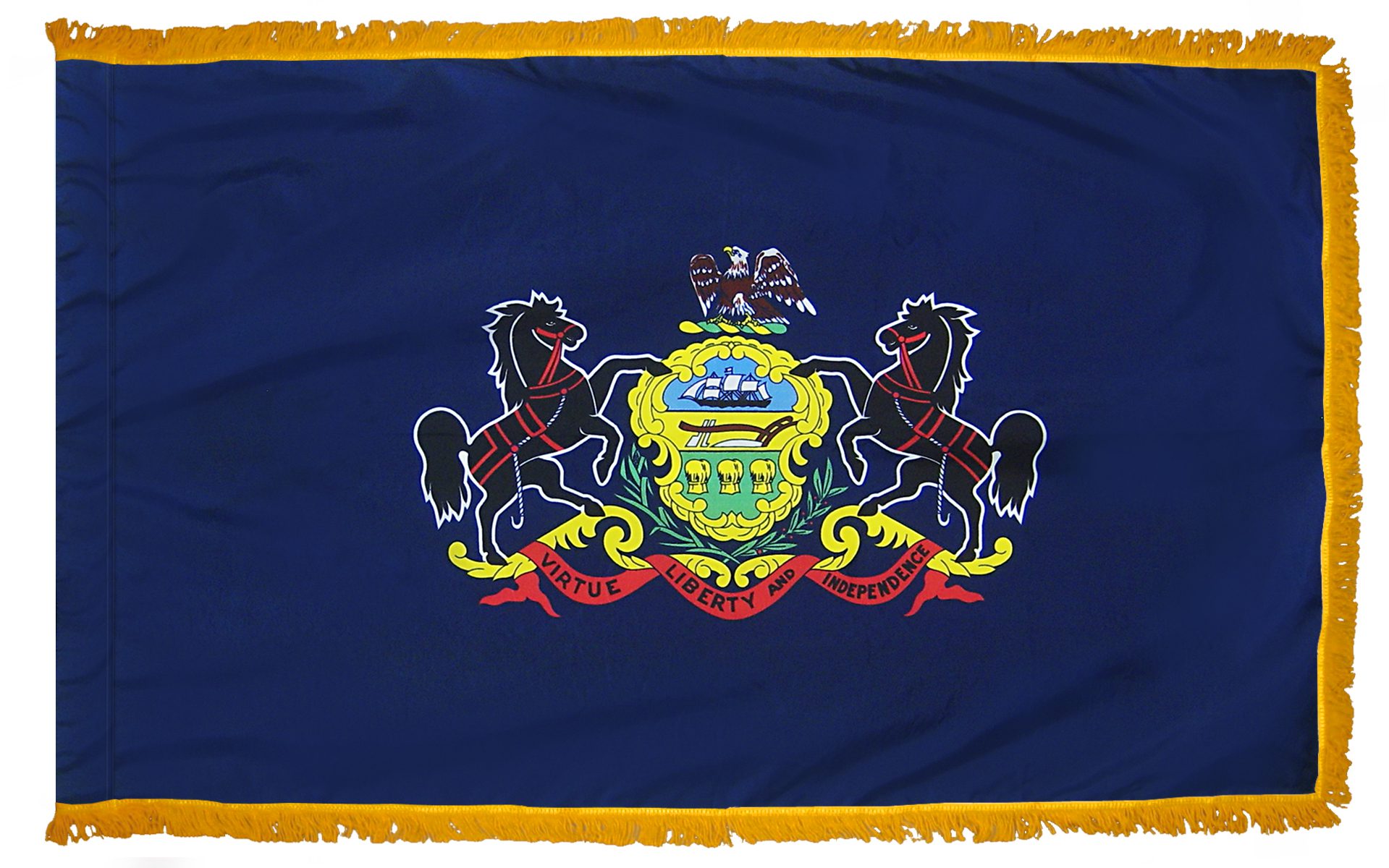 Pennsylvania state flag with official emblem.