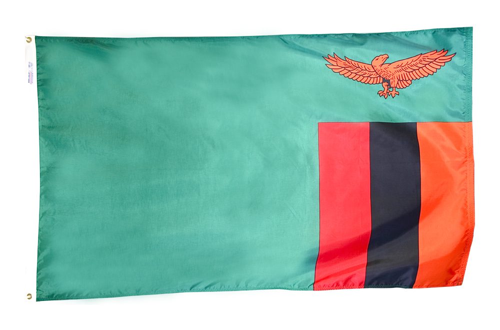 Zambian flag with an eagle and stripes.