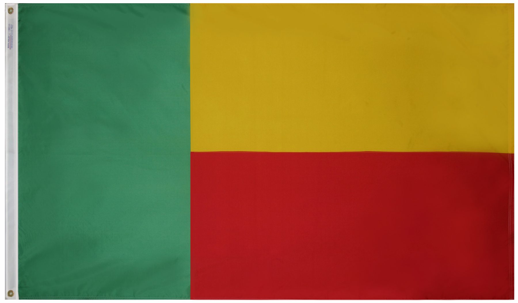 Flag of Benin with green, yellow, red.