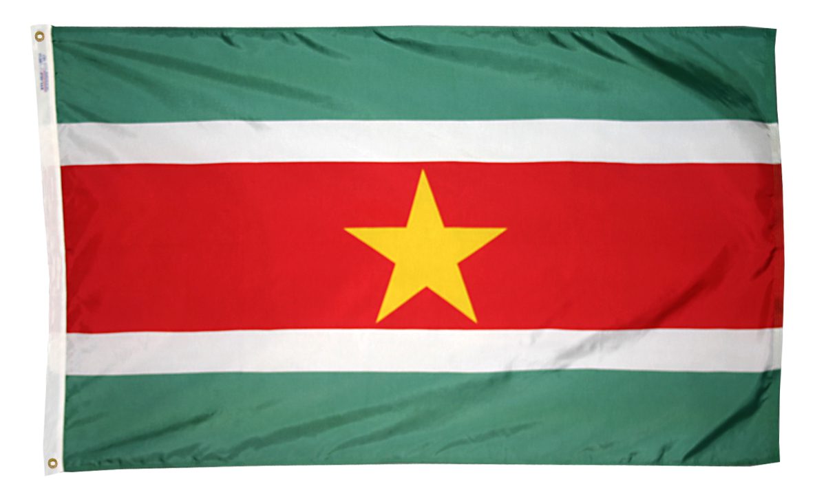 Flag of Suriname with yellow star.