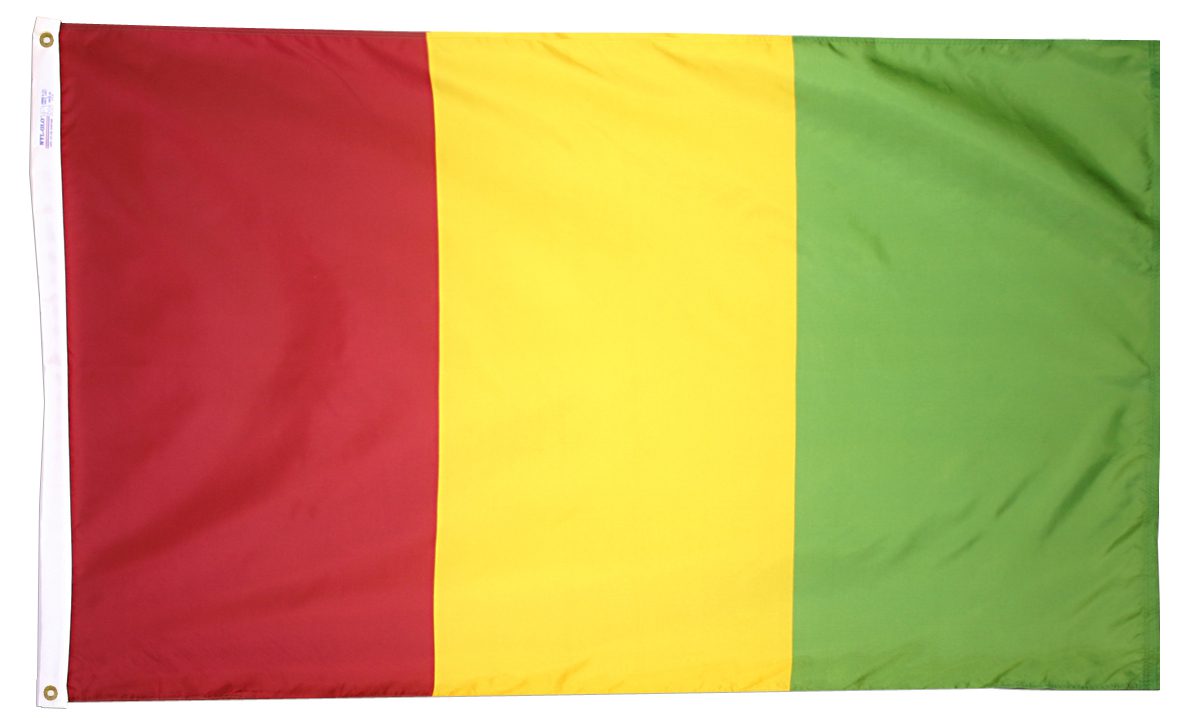 Red, yellow, and green vertical striped flag.