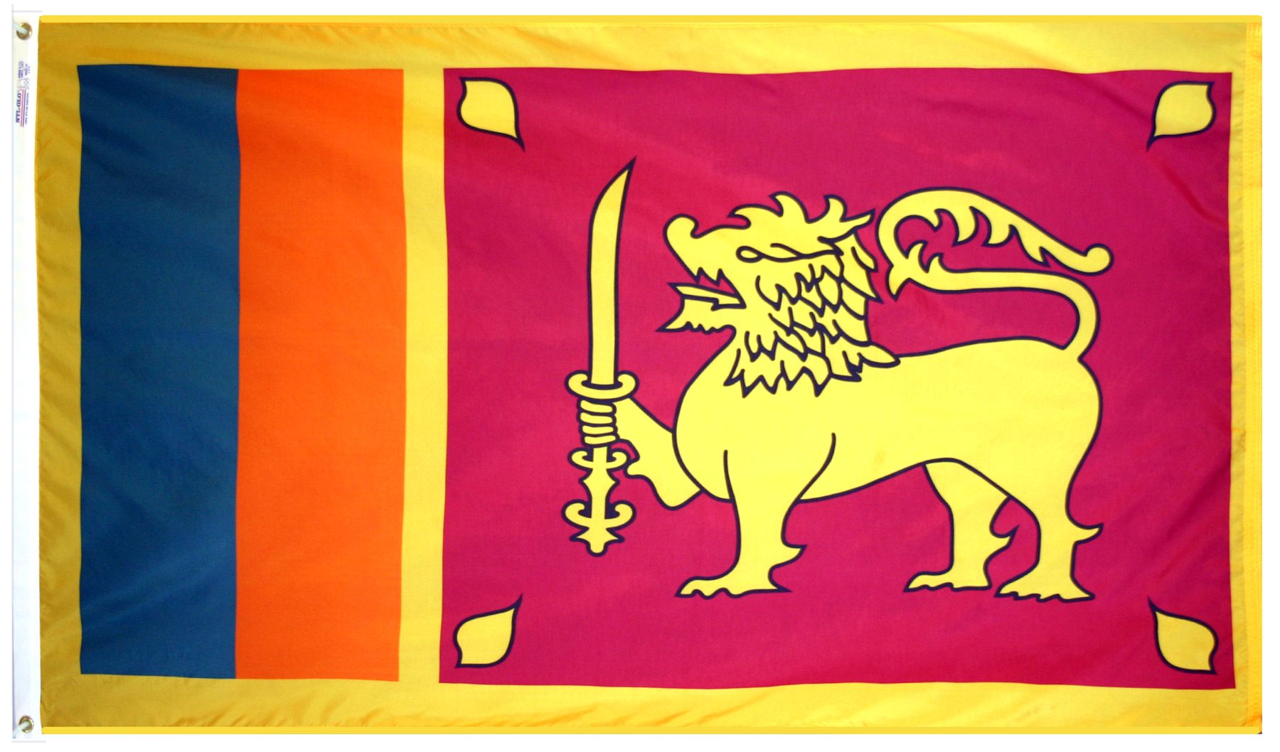 Sri Lanka flag with lion and sword.
