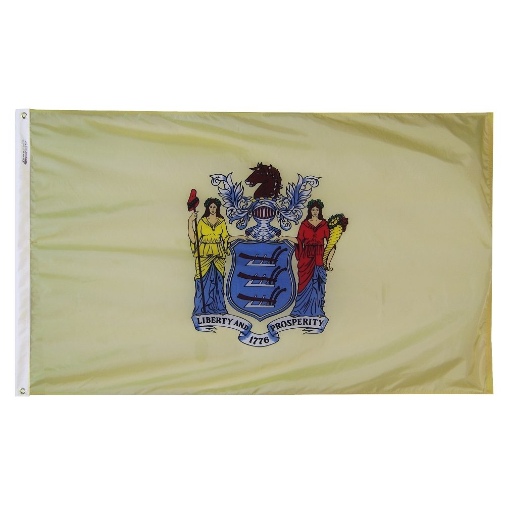 New Jersey state flag with coat of arms.
