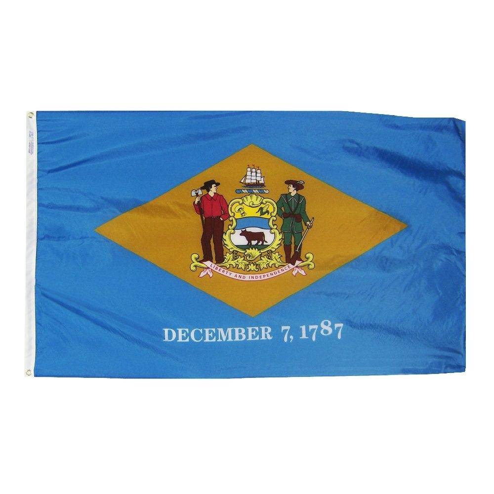 Delaware state flag with December 7, 1787.