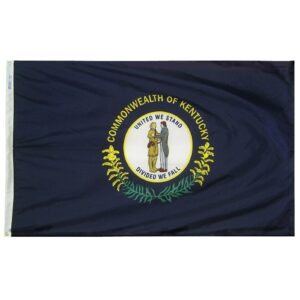 Kentucky state flag with seal and motto.
