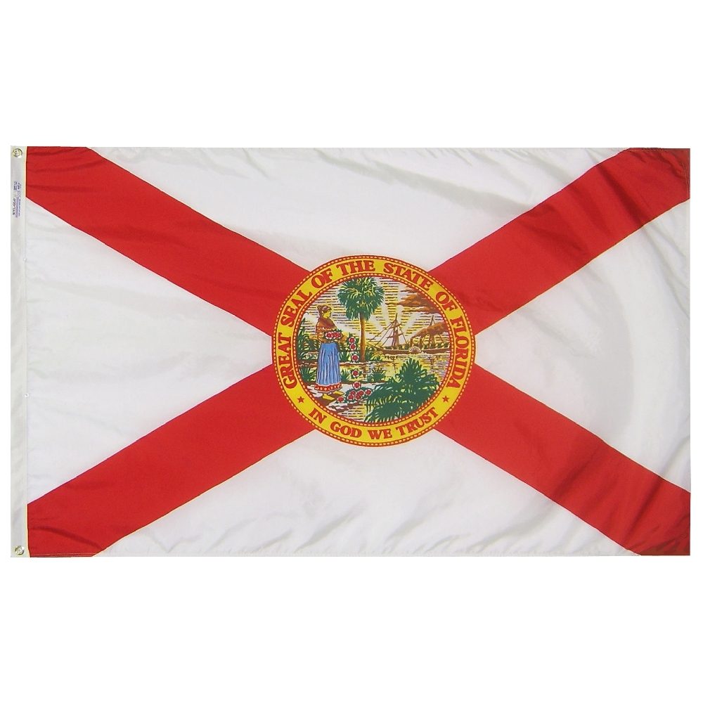 Florida state flag with seal and motto.