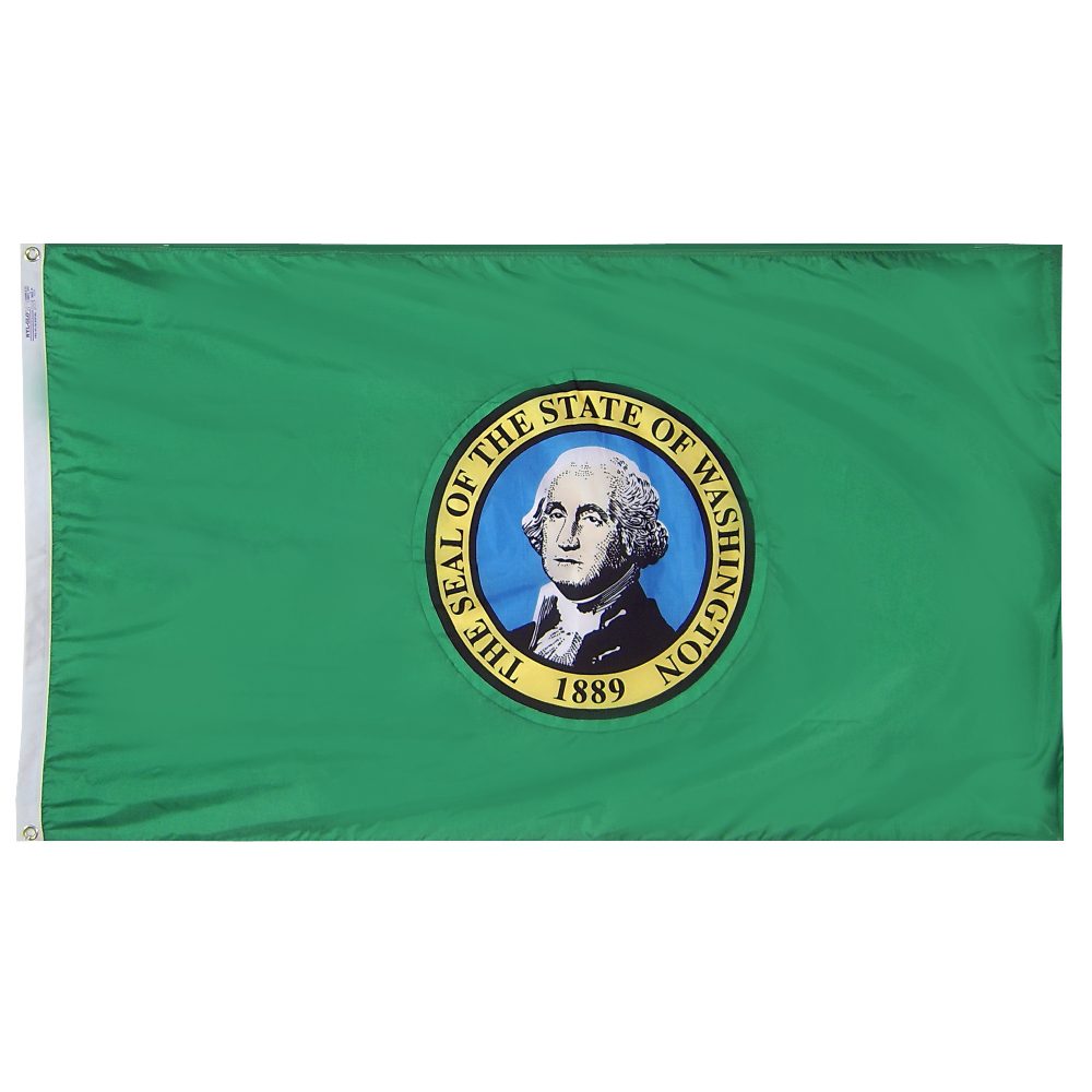 Washington State flag with George Washington seal.