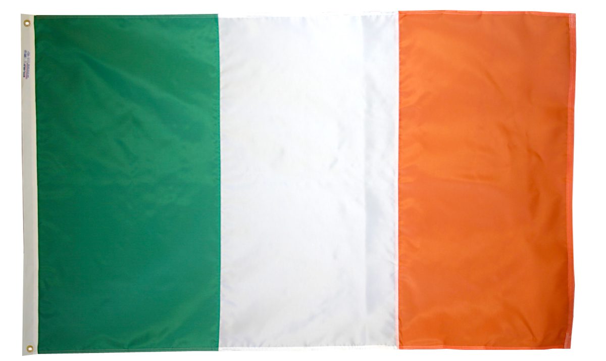 Irish flag with green, white, orange stripes.