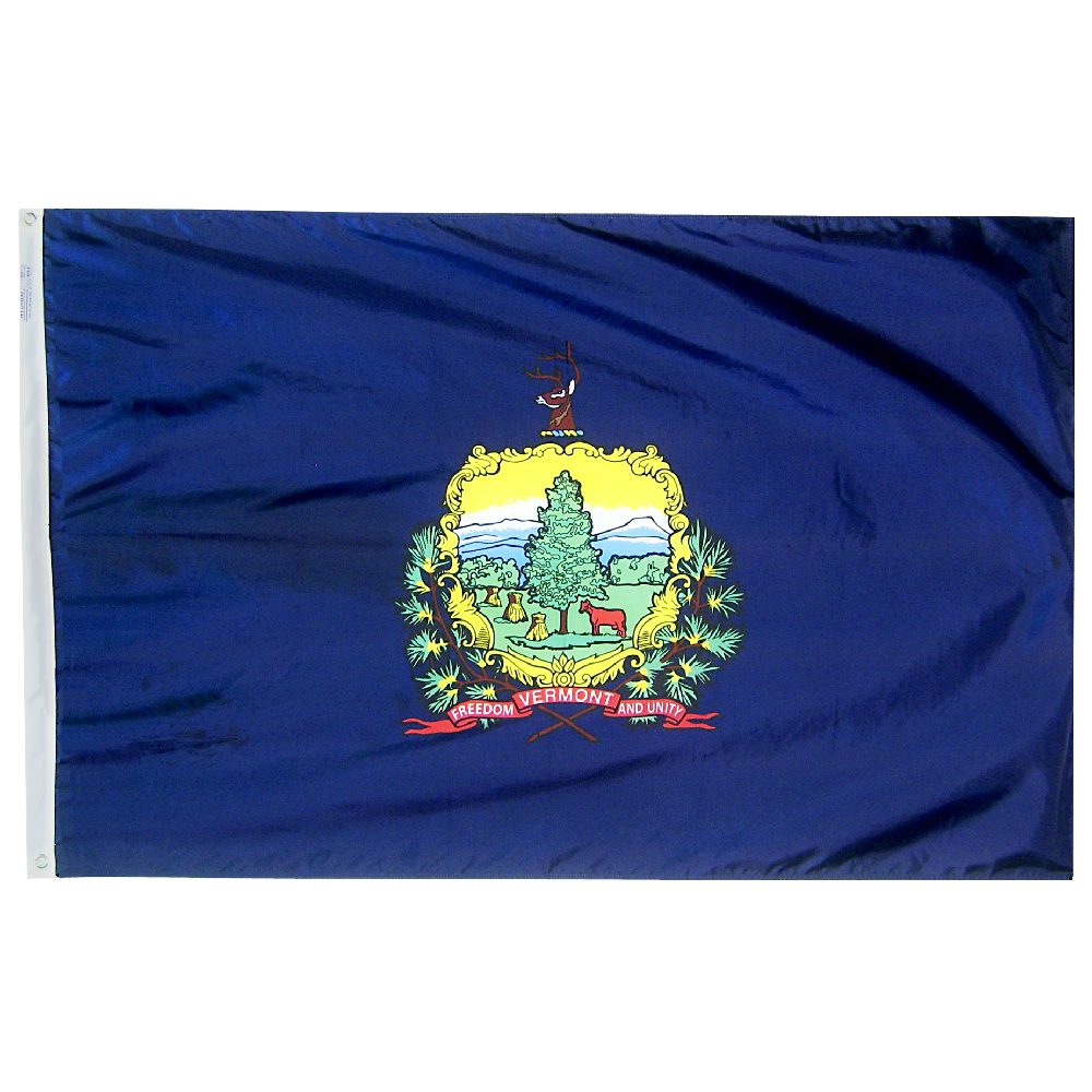 Vermont state flag with emblem.