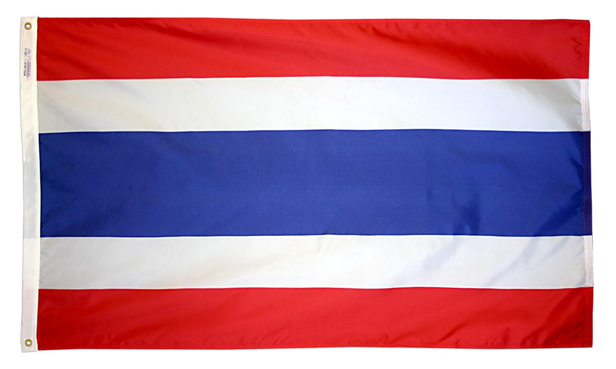 Flag of Thailand with red, white, blue.