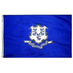 Connecticut state flag on blue background.