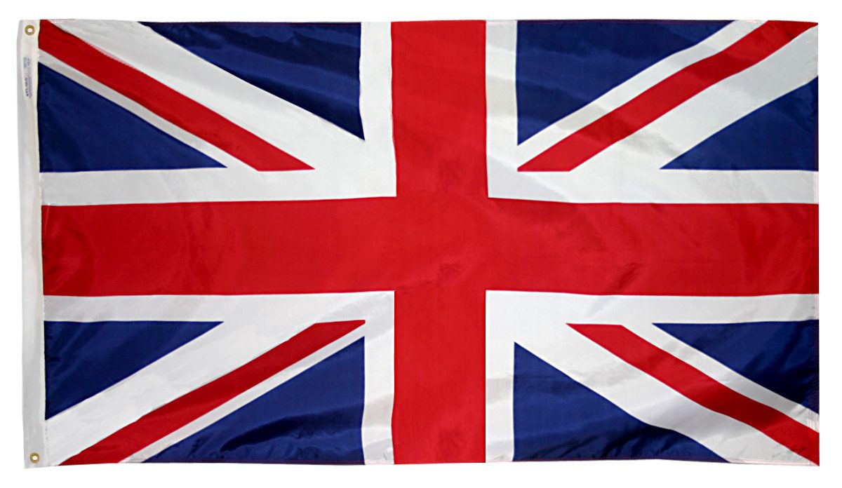British flag with red, white, blue design.