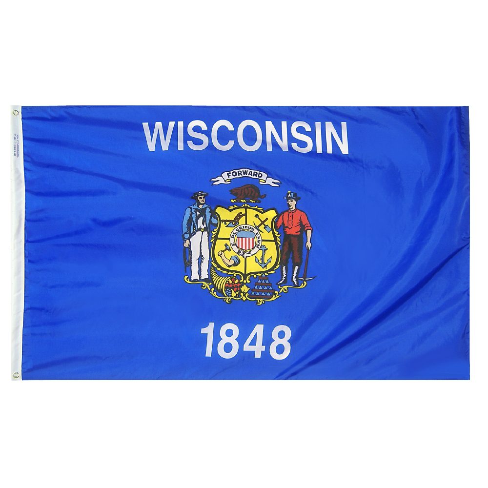 Wisconsin state flag with emblem, year 1848.