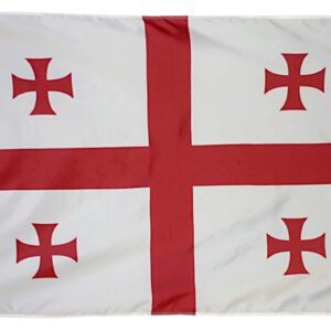 White flag with red cross and stars.