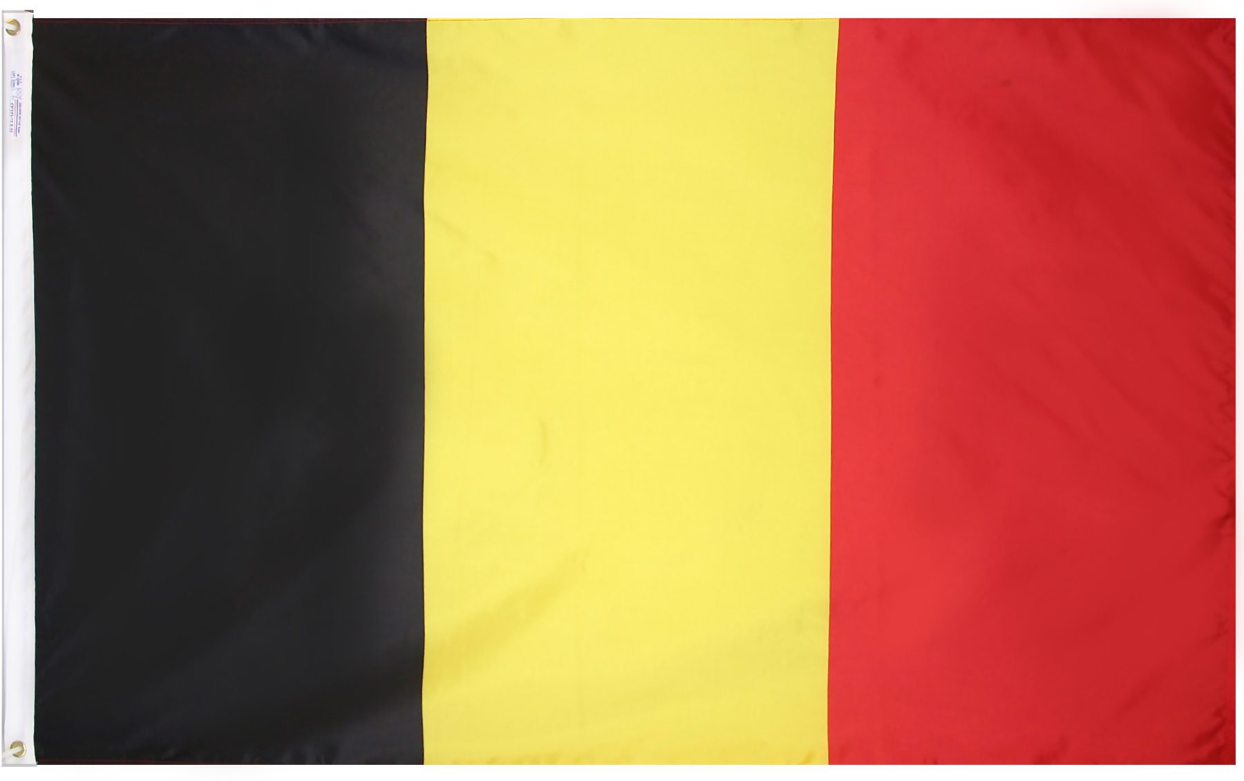 Belgium flag with black, yellow, red stripes.