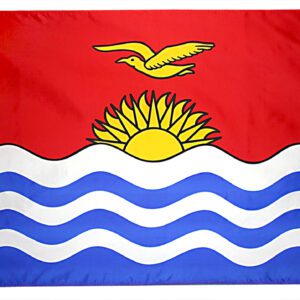 Flag of Kiribati with bird and waves.