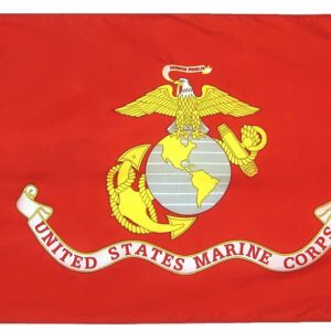United States Marine Corps flag on display.