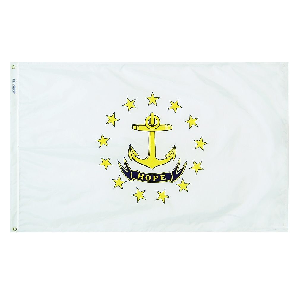 White flag with anchor and stars emblem.