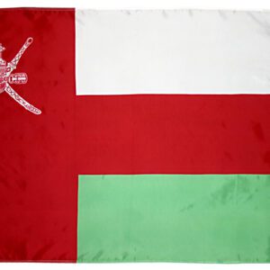 Flag of Oman with national emblem.