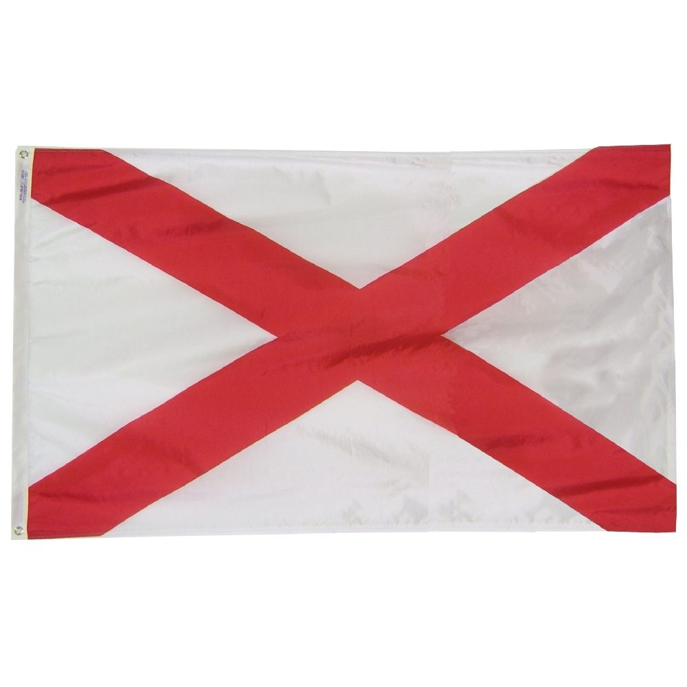 White flag with red diagonal cross.