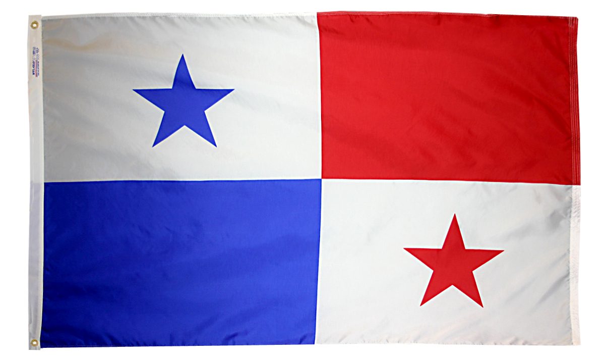 Flag of Panama with stars and colors.