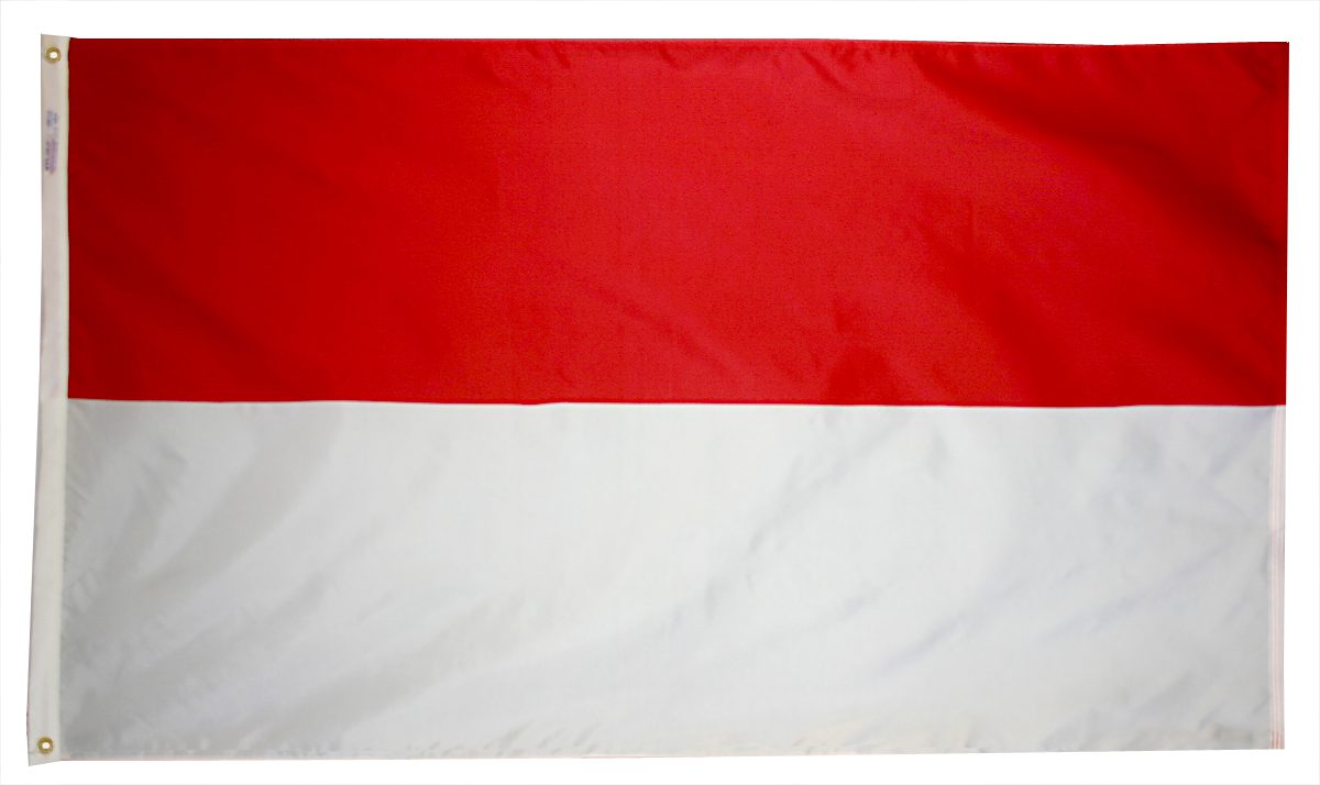 Red and white horizontal striped flag.