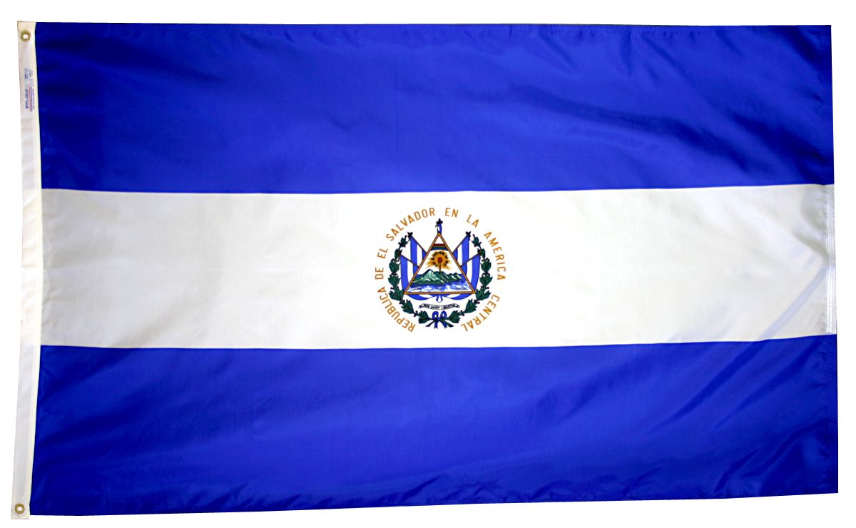 Flag of El Salvador with national emblem.