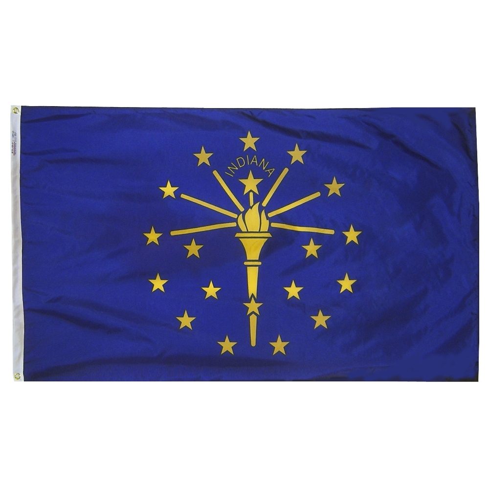 Indiana state flag with torch and stars.