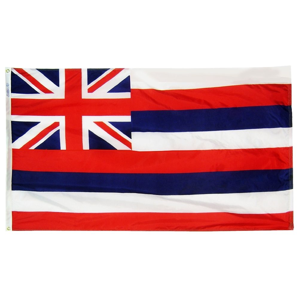Flag with Union Jack and stripes.