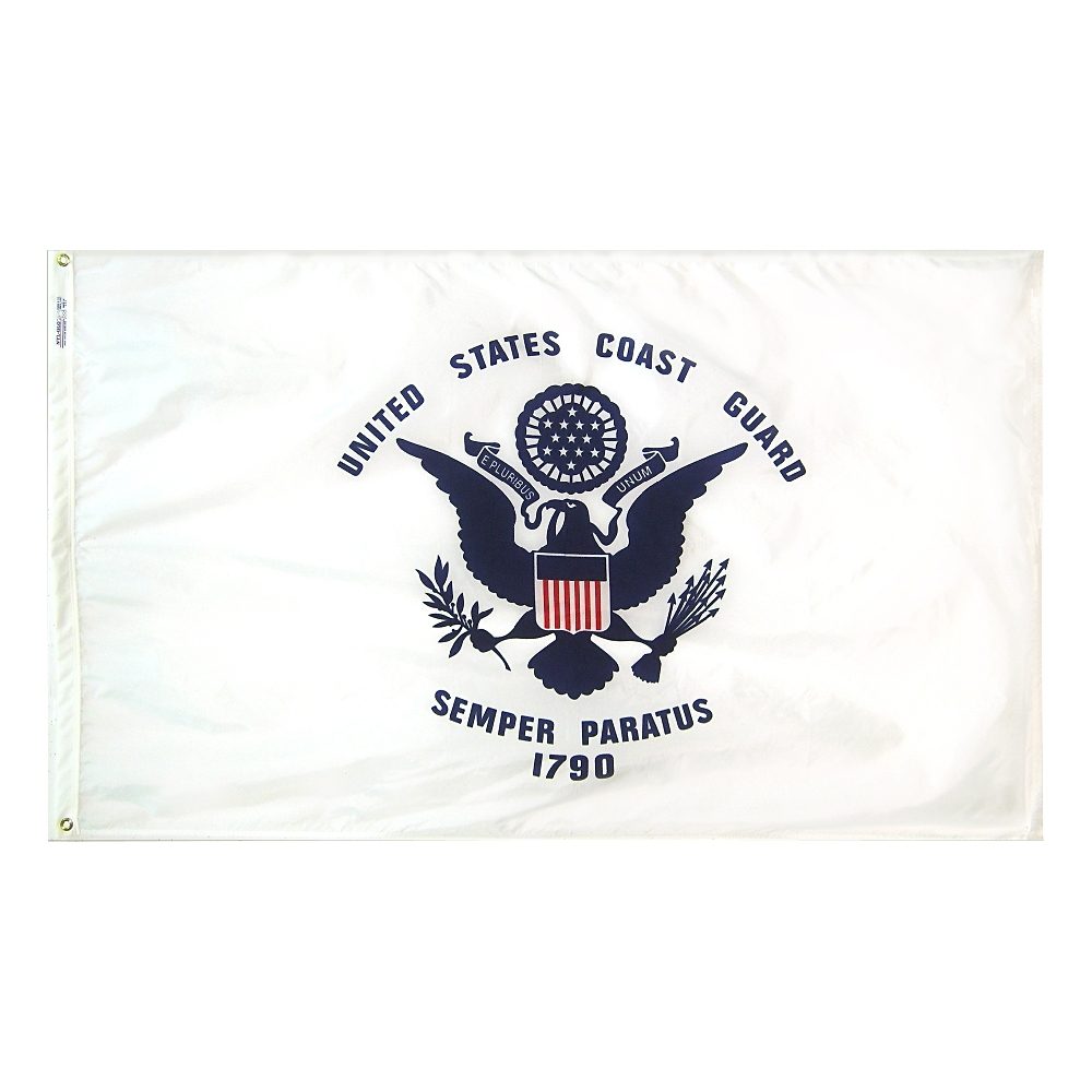 United States Coast Guard flag, eagle emblem.