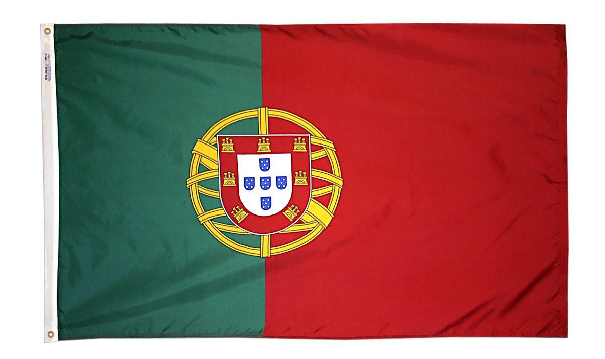 Flag of Portugal with national emblem.