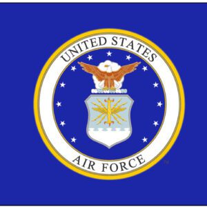United States Air Force emblem on flag.