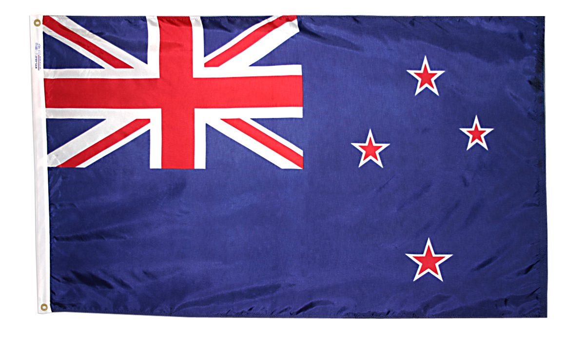 New Zealand flag with Southern Cross stars.