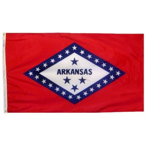 Arkansas state flag with stars and diamond.