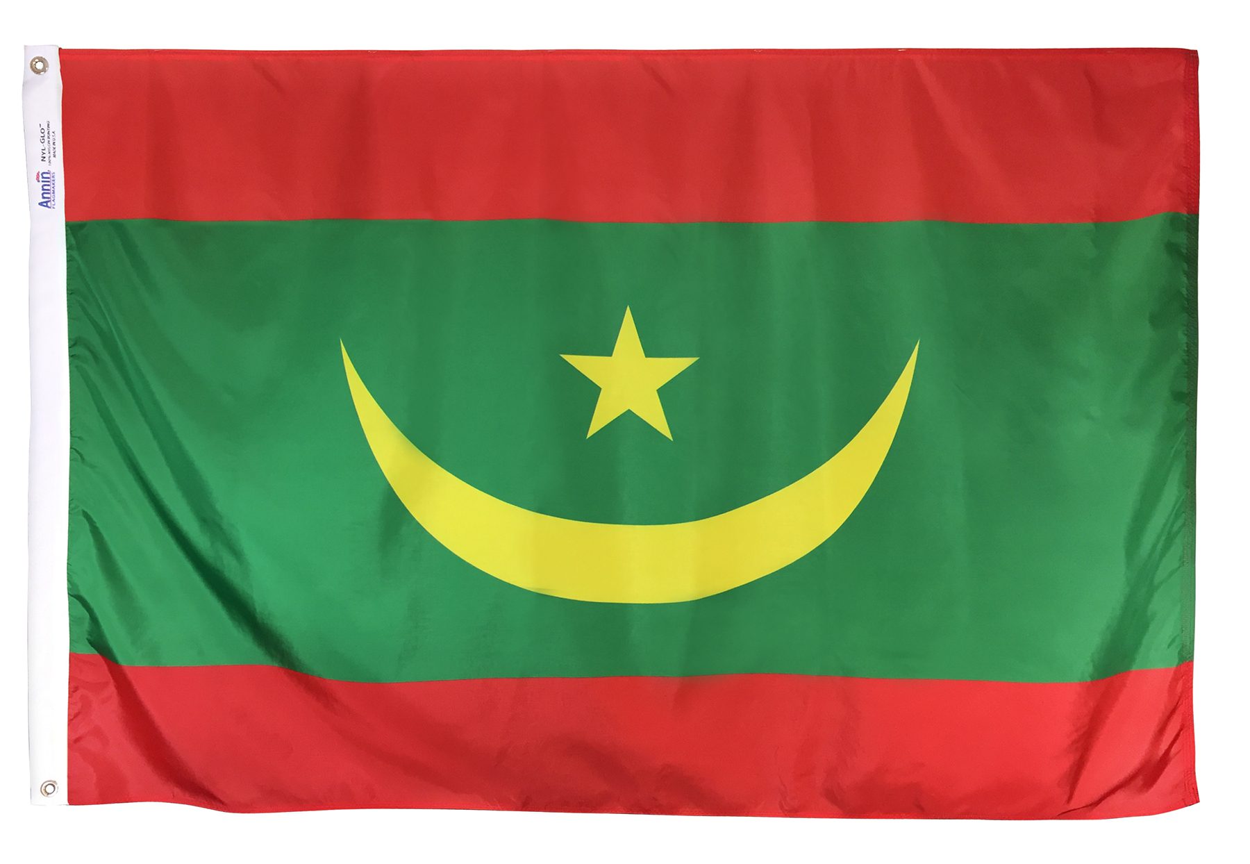 Mauritania flag with star and crescent.