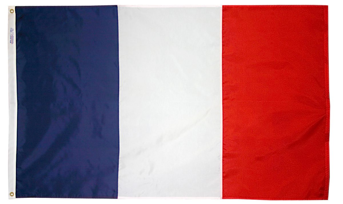 French flag with blue, white, red stripes.