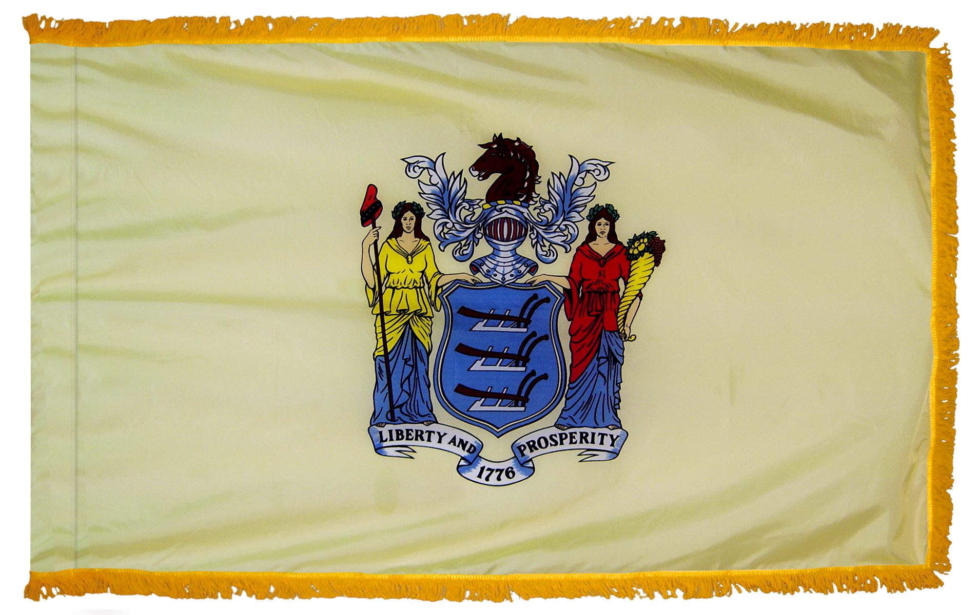 New Jersey state flag with coat of arms.