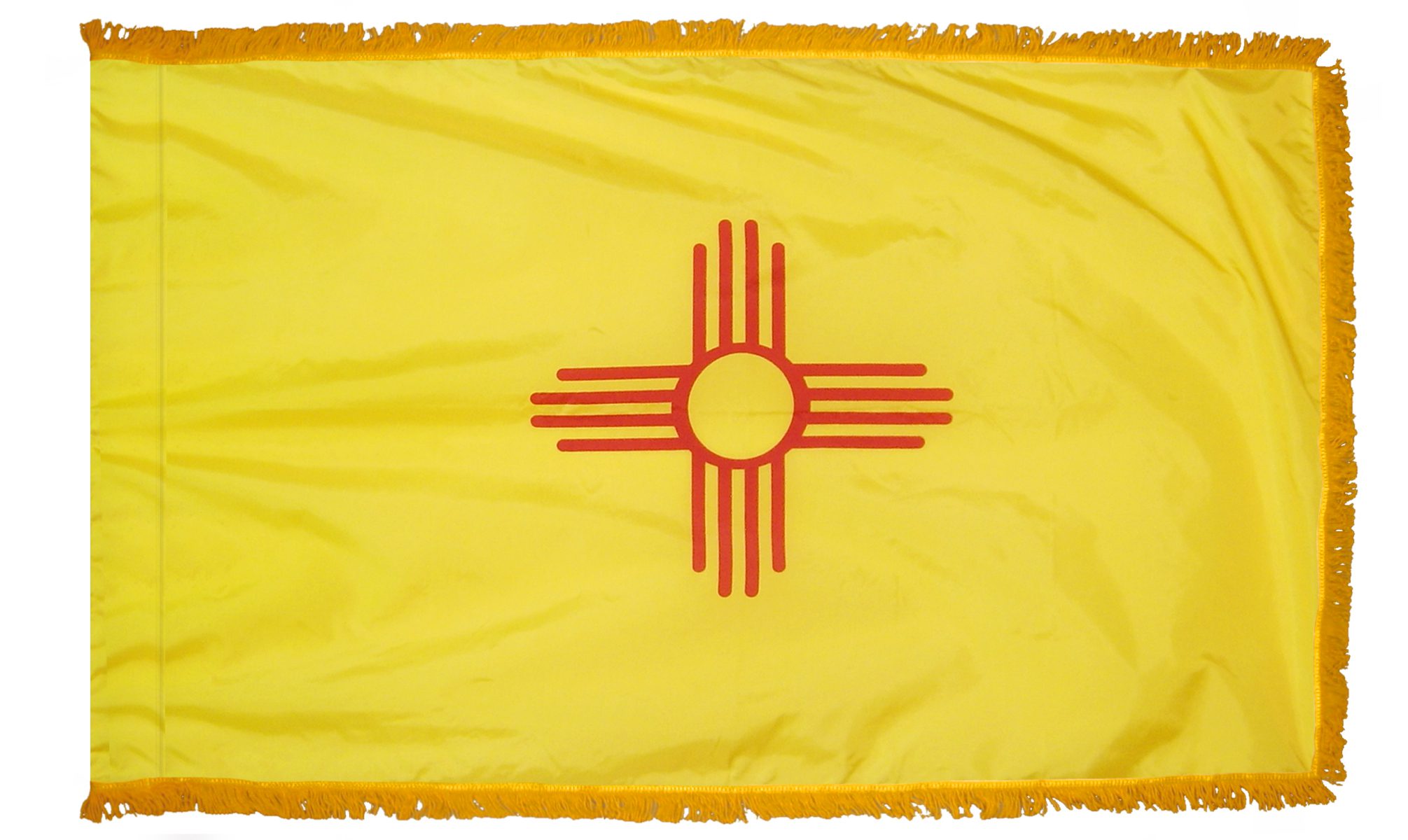 Yellow flag with red Zia symbol.