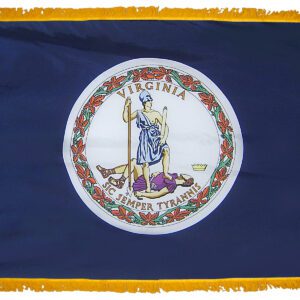 Virginia state flag with gold fringe border.