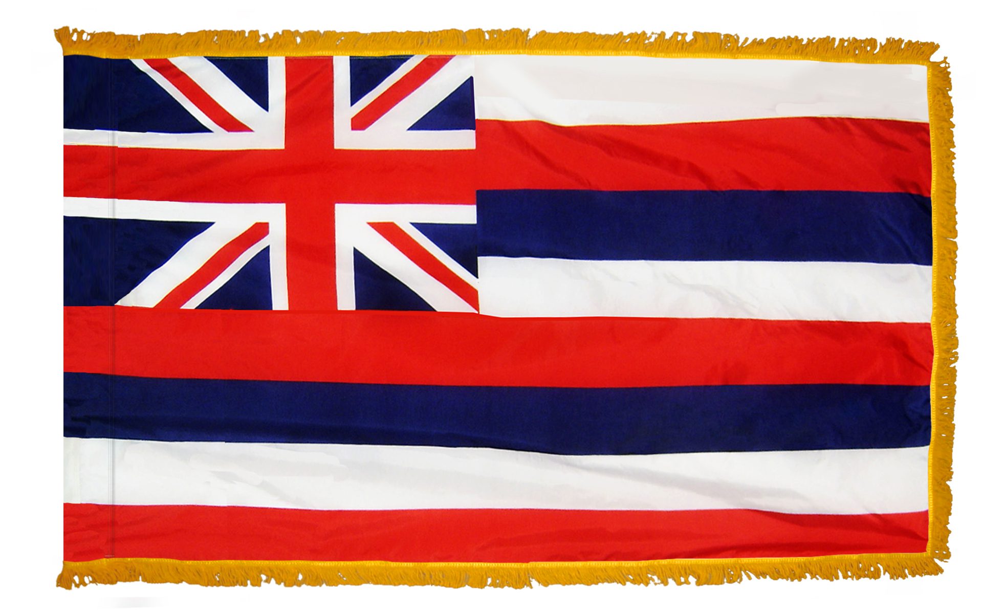 Hawaii state flag with gold fringe border.