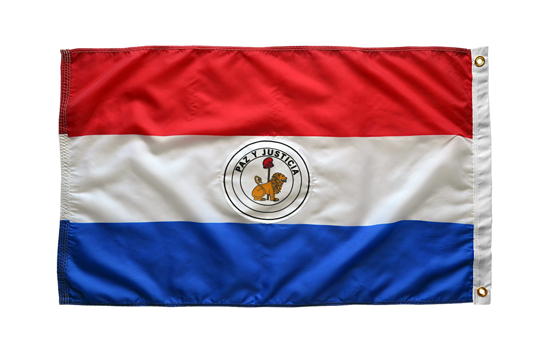 Flag of Paraguay with national emblem.